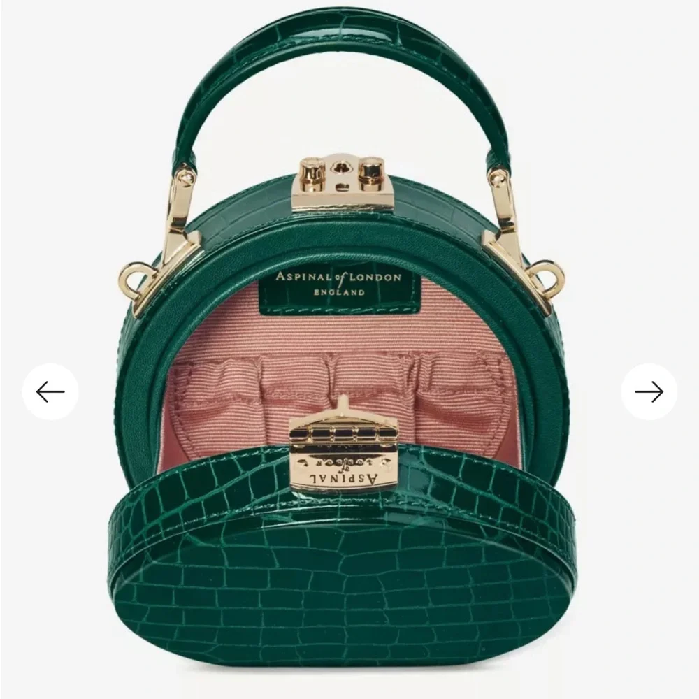 Aspinal of London Hat Box Micro crocodile-embossed patent leathers - Picture 4 of 15